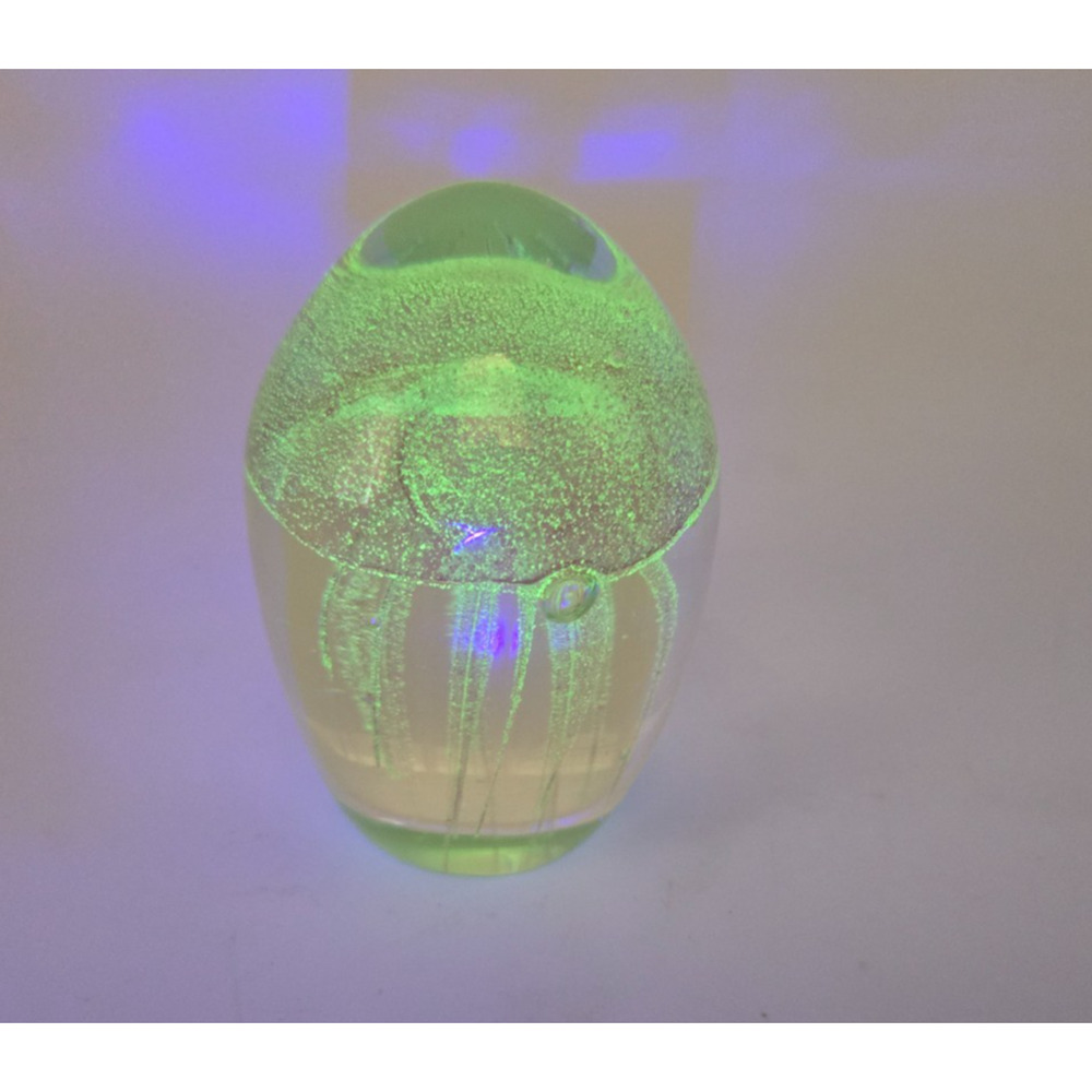 Dynasty Gallery JELLY FISH Green Glow-In-The-Dark PAPERWEIGHT Art Glass